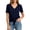 #0322-Navy, variant on Womens V Neck Short Sleeve Button Front Tie Knot Blouse Casual Loose Fit Top