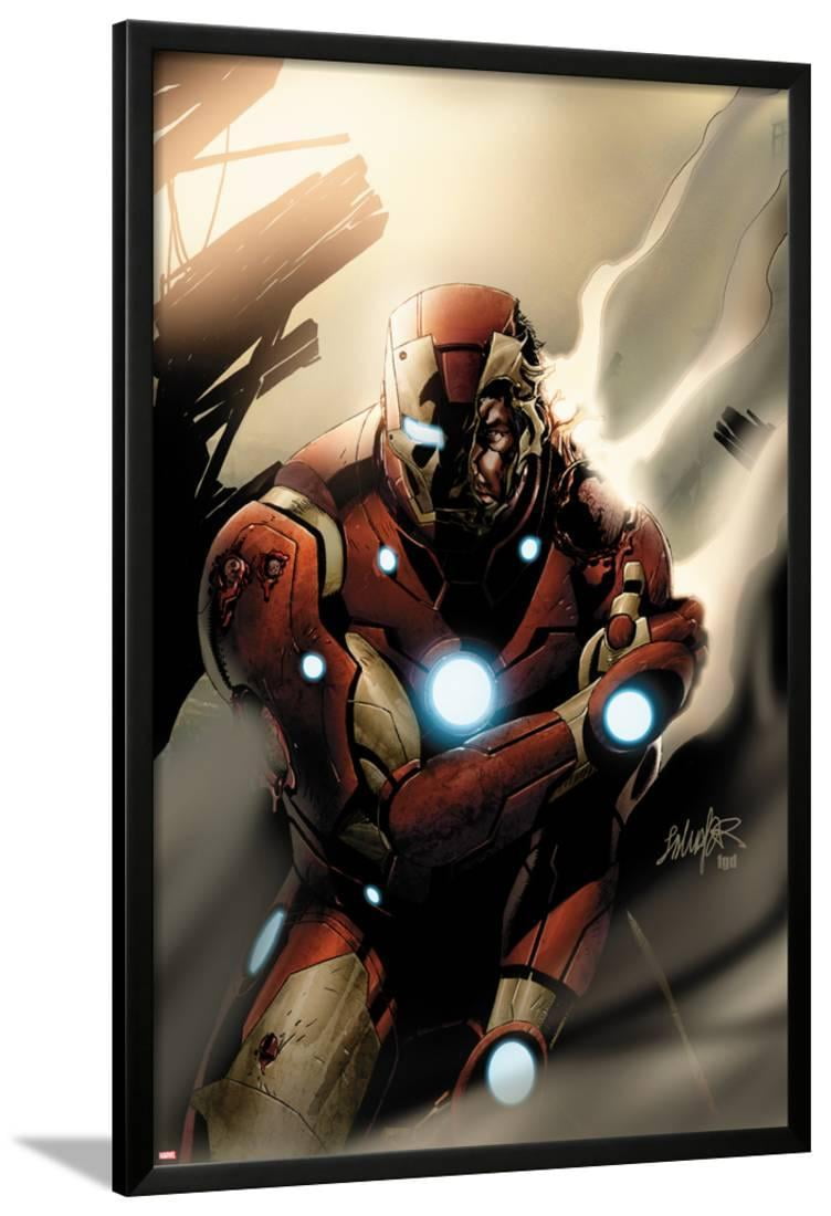 Invincible Iron Man No 33 Cover Iron Man Standing Lamina Framed Poster Wall Art 26x38 Walmart Com