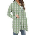 thumbnail image 5 of Guieoi Jackets for Women Clearance under $10.00 Women's Casual Long-sleeved Plaid Printed Cardigan Jacket Green Black*Friday/Cyber*Monday Clearance, 5 of 6
