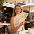 thumbnail image 3 of SIYTUAU Traditional Bamboo Frame Folding Fan With Paper Surface And Butterfly Pattern For Photography Prop And Home Decor 8.27 Inches, 3 of 7
