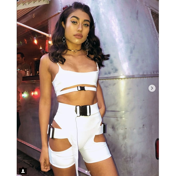 Women Crop Top Bralette with Shorts Suit Out Buckle Tracksuit for Summer  Club New 