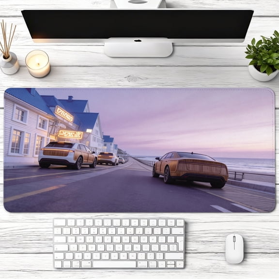luxury vintage wood car sunset ocean view design Mouse Pad,Non Slip Rubber Pad,Desktop Decoration Drotection Pad,Washable,Lock Edge Multi Size,Mousepad For Office