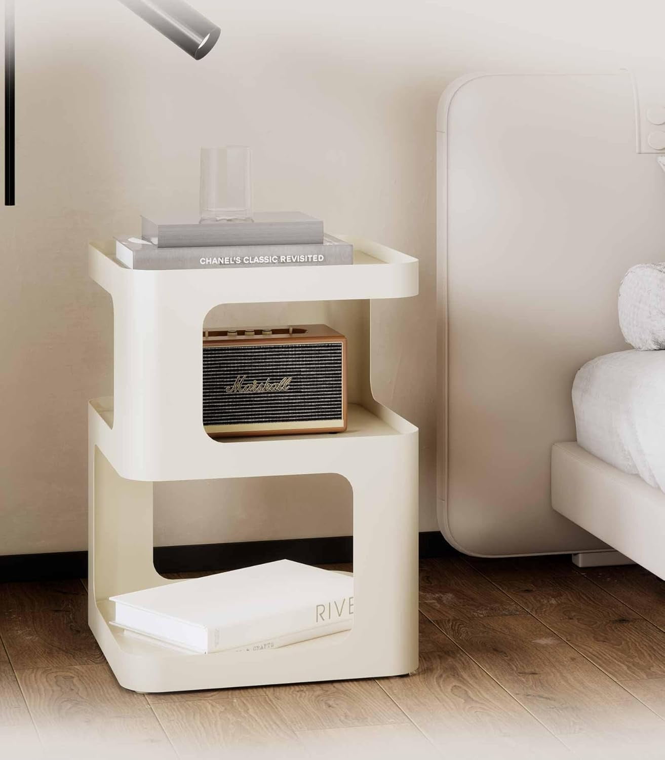 Side Table, Small End Table, Modern Nightstand, Accent Bedside Table, 3 Tier Night Stands, Metal Bed Side Table for Living Room Bedroom Outdoor Entryway, No Assembly Required