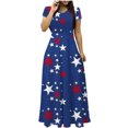 thumbnail image 1 of Vestido de Manga Corta para Mujeres Sexy Impreso Cuello en V Vestido Largo Delgado, Moda de las Señoras para la Primavera Y el Verano, 1 of 4