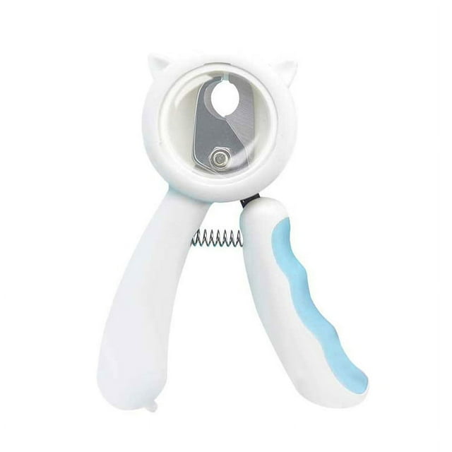 Cortaúñas universal de acero inoxidable resistente a salpicaduras para mascotas, con lima para gatos y perros, color azul