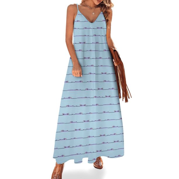 ¡Veo veo hipopótamo! Vestido azul sin mangas Vestido largo de verano para mujer Vestido largo de verano para mujer
