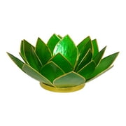 The Crabby Nook Lotus Tea Light Candle Holder Capiz Shell Decorating Accent Home Decor (Dark Green)