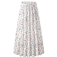 thumbnail image 5 of UVN Skirts for Women Summer Chiffon Pleated A-Line Long Skirt Elastic High Waist Swing Tiered Boho Beach Floral Print Maxi Skirts, 5 of 9