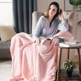 thumbnail image 5 of MOSHU Pink Double-Sided Sherpa Polyester Flannel Bed Blanket, Queen - Reversible, 5 of 7