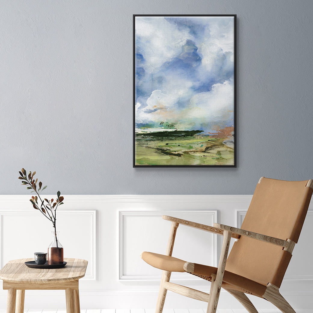 Spring Air II Framed Premium Gallery Wrapped Canvas - Ready to Hang - 27 x 41 - Black Floating Frame