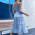 thumbnail image 6 of gljltg Sundress Dresses for Women Summer Sleeveless Square Neck Midi Dress Beach Holiday Loose Solid Color Casual Dresses Flowy Swing Pleated Suspender Dress, 6 of 7