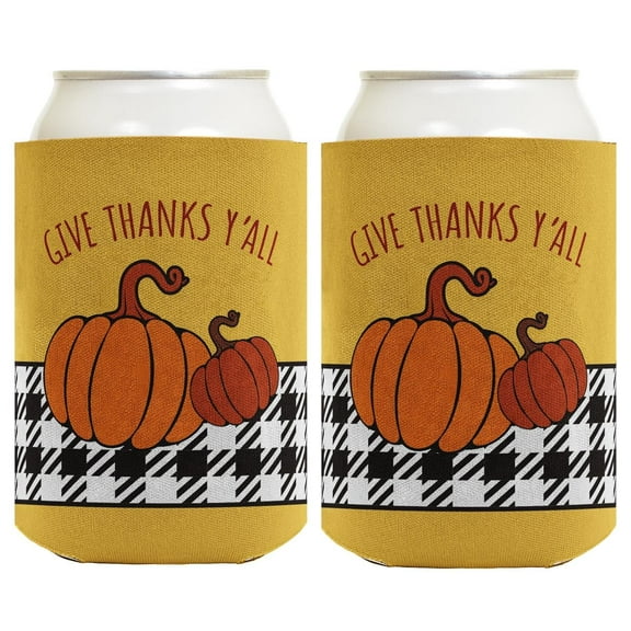 Fall Decorations For Home Give Thanks Y'All Fall Theme 2-Pack Can Coolies Drink Coolers