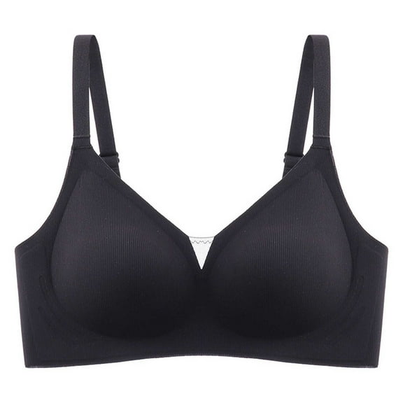 Ashirexll Bras for Women Solid Color Seamless Ultra-Thin Breathable Comfortable Soft Jelly Nude Feeling Sagging Bra Wireless Bras Black XL