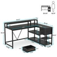 thumbnail image 3 of Barara King Home Office Desk, Computer Desk,Reversible L-Shaped Desk, Industrial Corner Desk with Drawer & Shelves,Black, 3 of 5