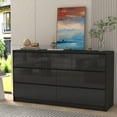 thumbnail image 4 of ChVans 7 Drawer Dresser for Bedroom, 55" Modern High Gloss Black Dresser with Wood Chest of Drawer Handle Free, Long Dresser for Bedroom, Living Room, Entryway, Hallway, 4 of 9