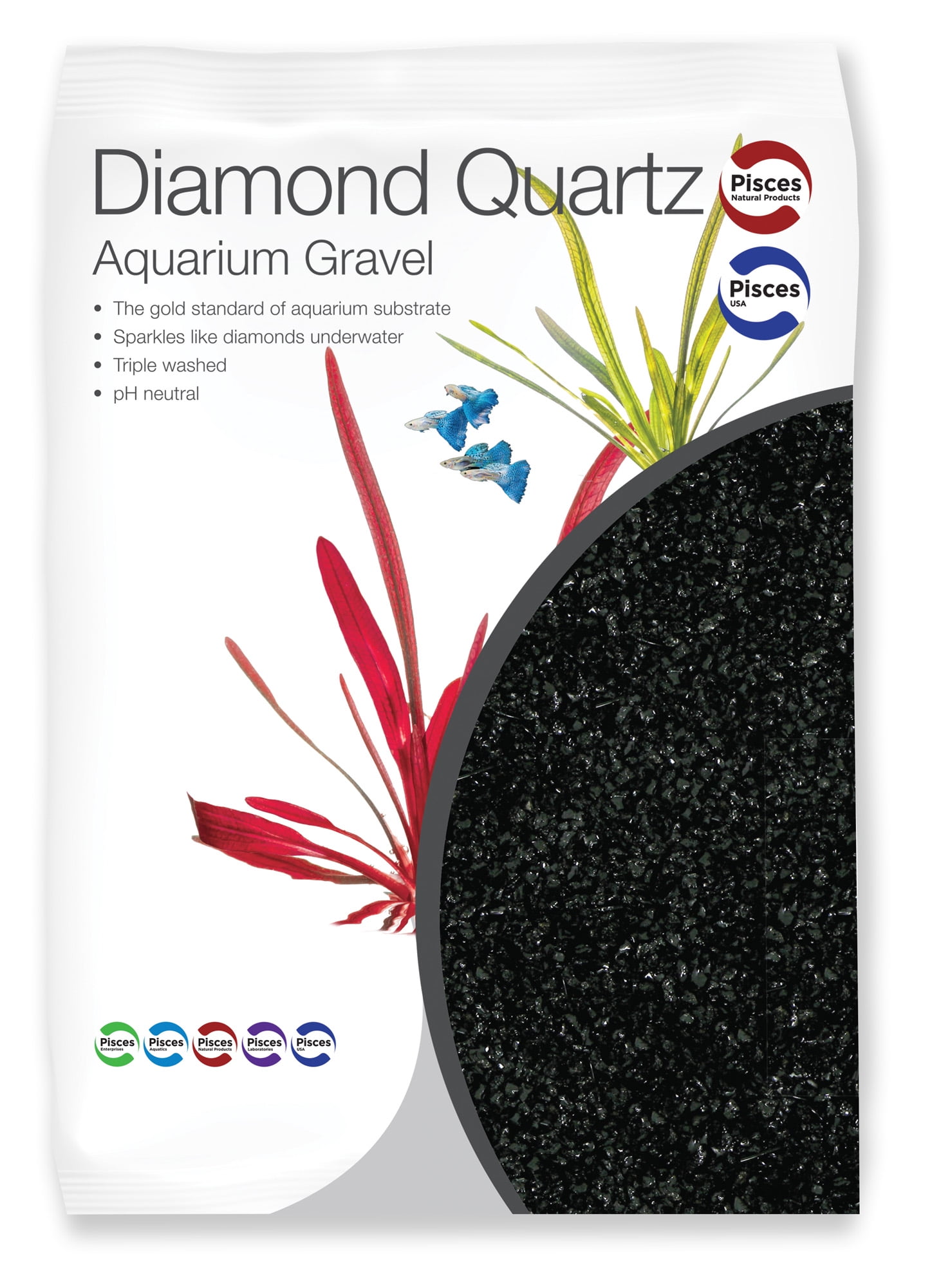 Pisces Diamond Black Quartz Aquarium Gravel 4.4lb
