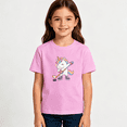thumbnail image 2 of Girls Graphic Tees Unicorn Playing Ice Hockey Cartoon Kids T Shirt Sport Cute Tee 100% Cotton Short Sleeve Soft Tops 4-13Y, 2 of 5