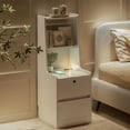 thumbnail image 6 of HSUNNS Modern Nightstand with 2 Drawers, Bedside Table with Charging Station and USB Night Light, Drawer Dresser Storage Cabinet with Bookshelf for Bedroom Living Room, White, 6 of 13