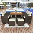 thumbnail image 1 of 11-Piece Patio Furniture Set Patio All-Weather PE Wicker Dining Table Set with Wood Tabletop for 10 Brown Rattan+Beige Cushion My Lux Decor Round, 1 of 6
