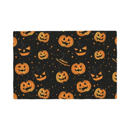 

Table Placemats Set of 4 - halloween-pumpkins 12x18 In Faux Linen Double Heat Resistant Place Mats Cloth Indoor/Outdoor Placemats Washable Table Mats for Dining Kitchen Party