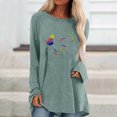 thumbnail image 2 of Camiseta de manga larga informal suelta con cuello redondo y estampado de color liso para mujer Fridja  hj1759, 2 of 4