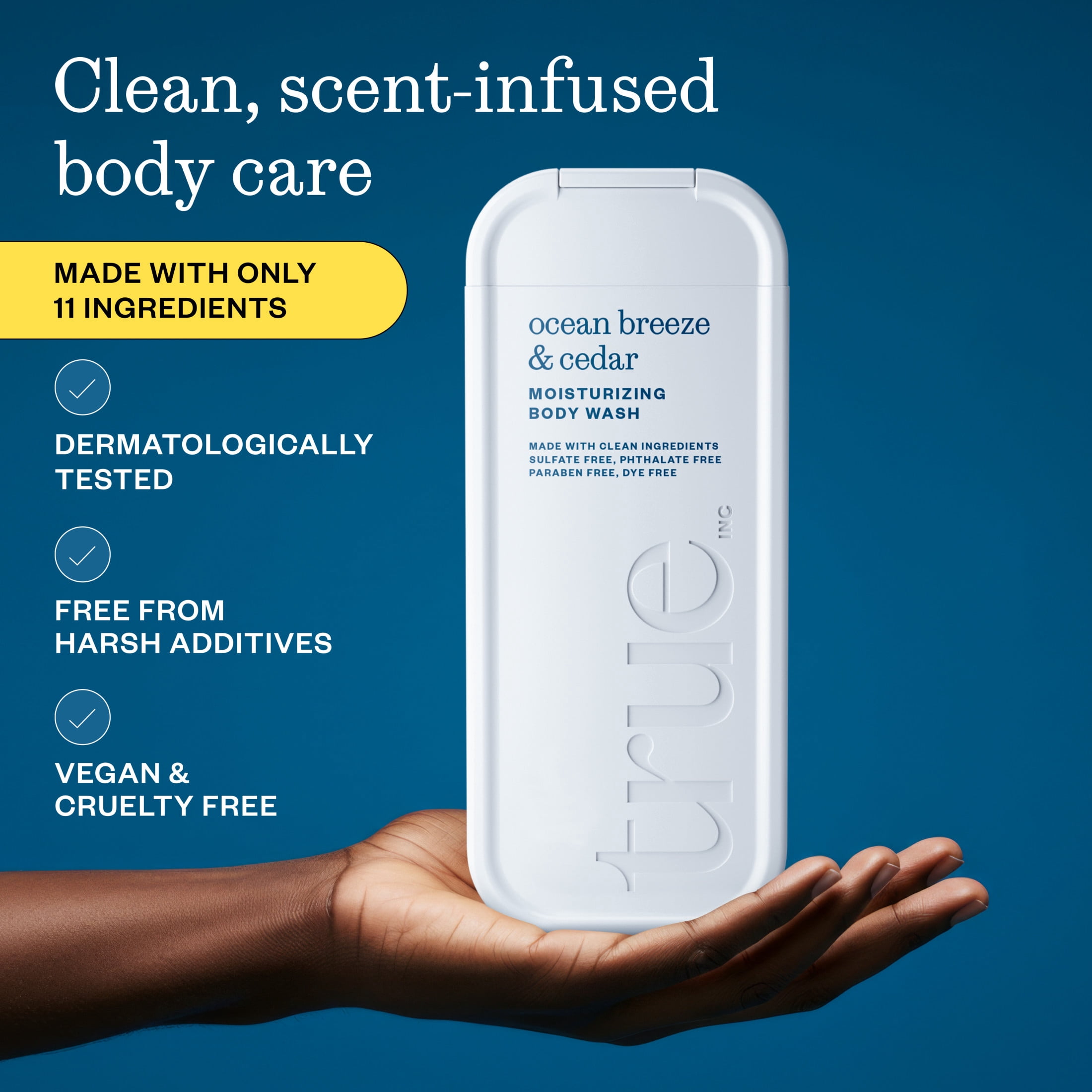 (6 pack) True Ocean Breeze & Cedar Body Wash, Sulfate-Free, Moisturizing and Hydrating Formula for Women & Men, 18 fl oz