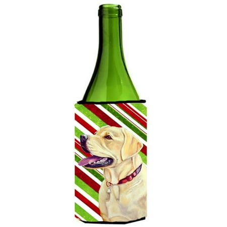 

Labrador Candy Cane Holiday Christmas Wine bottle sleeve Hugger - 24 oz.