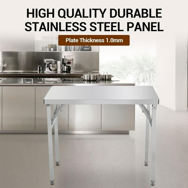 GloryStar Commercial-Worktable Folding Workstation Stainless-Steel Heavy-Duty