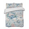 thumbnail image 2 of Quilts Queen Size, Coastal Crab Soft Comforter Bedding Set for Bed, Nautical Beach Ocean Conch Coral Starfish Lightweight Quilted Bedspread with Pillow Cover(2 Pieces) for All Season, 90x96 Inch, 2 of 6