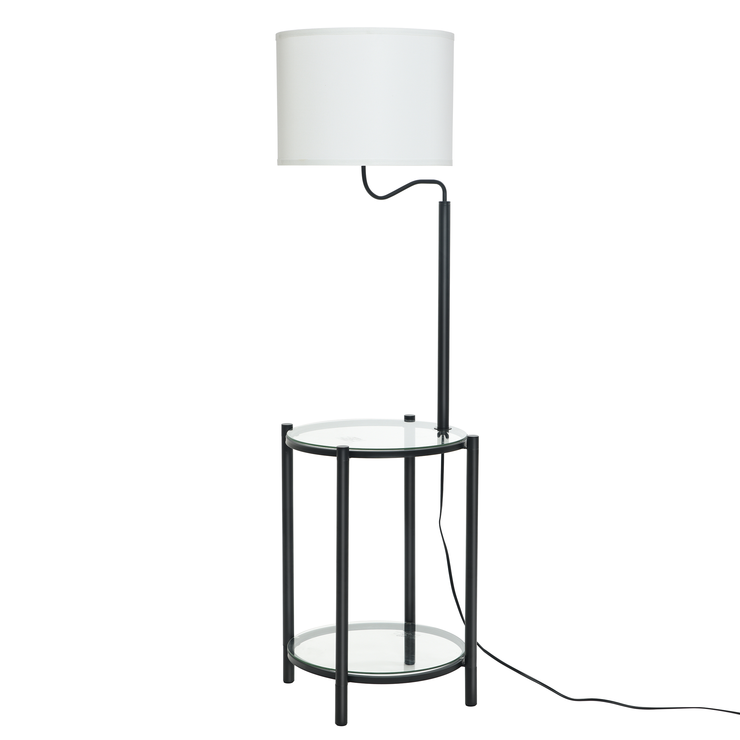 Mainstays Glass End Table Floor Lamp, Matte Black photo 1