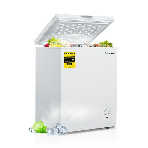 Kalamera KCF-150 5.0 cu.ft Compact Deep Freezer Freestanding for Home/Apart with Lowest -4℉, White