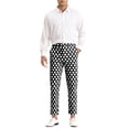 thumbnail image 2 of INSPIRE CHIC Polka Dots Printed Pants for Men's Regular Fit Flat Front Trousers Black 30, 2 of 4