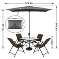 thumbnail image 4 of Sun-Ray 6.6x10 FT Rectangular Patio Umbrella with Push-Button Tilt and Hand Crank Canopy Lift, Table Umbrella with Solution Dyed Navy Fabric for Porch, Deck, Garden, and Swimming Pool, Grey, 4 of 7