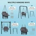 thumbnail image 6 of Spaco Hammock Swing Chair with Large Cushion, Macrame Hanging Chair with Chain and Steel Frame for Patio, Beach, Dark Gray, 6 of 11