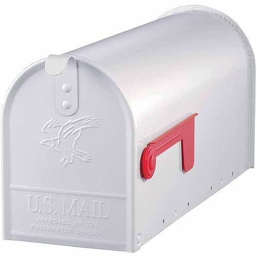 Gibraltar Elite Medium, Galvanized Steel, White Post Mount Mailbox by Solar Group, Inc.