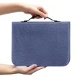 thumbnail image 2 of HELLHERO Blue Pebbled PU Leather Bible Carrying Case, Large Capacity Portable Tote Bag for Church Bible Study and Daily Carry, 2 of 12
