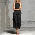 thumbnail image 5 of MLCDZ Womens 2 Piece Short Sets Round Neck Sleeveless Tank Top with Wide Leg Capri Pants with Pockets Matching Summer Hiking Outfits, 5 of 7
