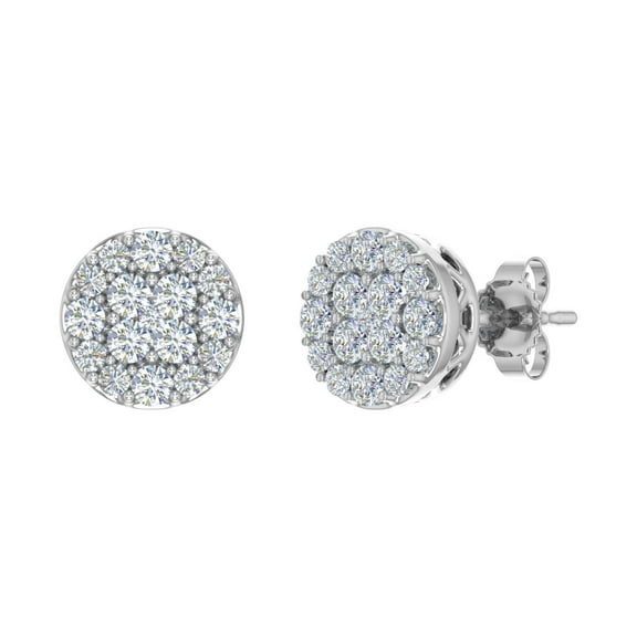 1/2 Carat Cluster Diamond Stud Earrings in 10K White Gold