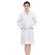 Vividxx Women's White Lab Coat Solid Color Long Sleeve Coat Overalls Comfortable
