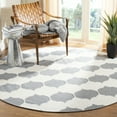 thumbnail image 2 of SAFAVIEH Dhurrie Warren Geometric Moroccan Wool Area Rug, Grey/Ivory, 7' x 7' Round, 2 of 10