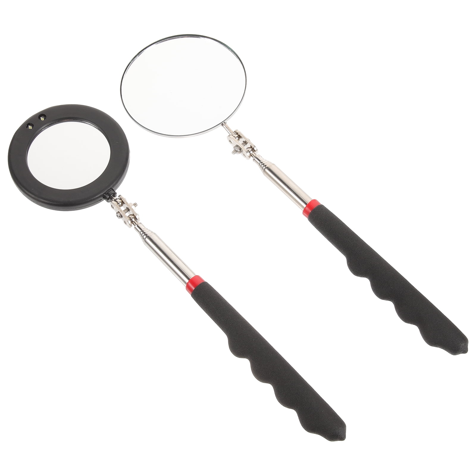 YUNLIGHTS 2Pcs Adjustable Telescoping Inspection Mirror with LED Light Flexible Extendable Mirror for Car Use