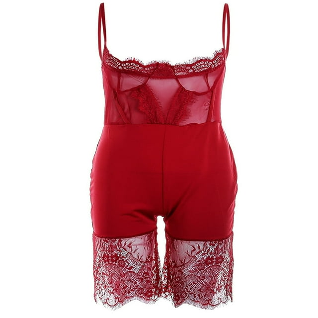 Combinaison en Mesh Sans Manches pour Femmes en Dentelle Dos Nu