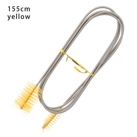 45/90/155/200cm Portable Stainless Steel Spiral Handle Aquarium Accessories Pipe Cleaner Flexible Tube Brush Cleaning Tools Hose Brush YELLOW 155CM