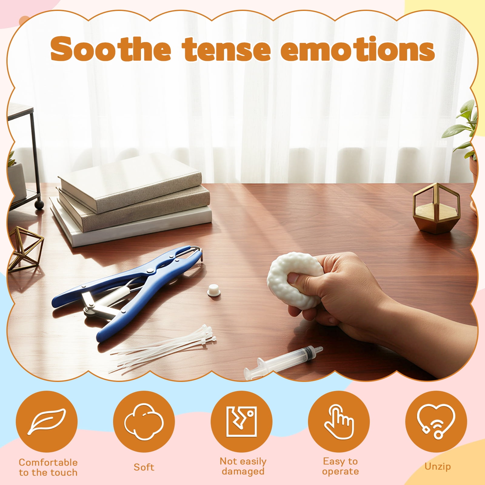 Austok DIY Stress Ball Making Kit Portable Empty Squeeze Ball DIY Kit with Vacuum Tool Cable Tie Filler Bead Expander Tool for Home Office Adult