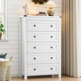 thumbnail image 2 of FANRAL 5 Drawers Tall Dressers for Bedroom,Wood Tall Dresser Modern Chest of Drawers,Closet Clothes Organizer Storage Cabinet,White Dresser, 2 of 7
