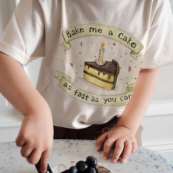 Vedolay Tops For Girl Casual Elegant Girls Cotton Cute Cartoon Tops Casual Round Neck Short Sleeve for Youth,Khaki 2-3Years