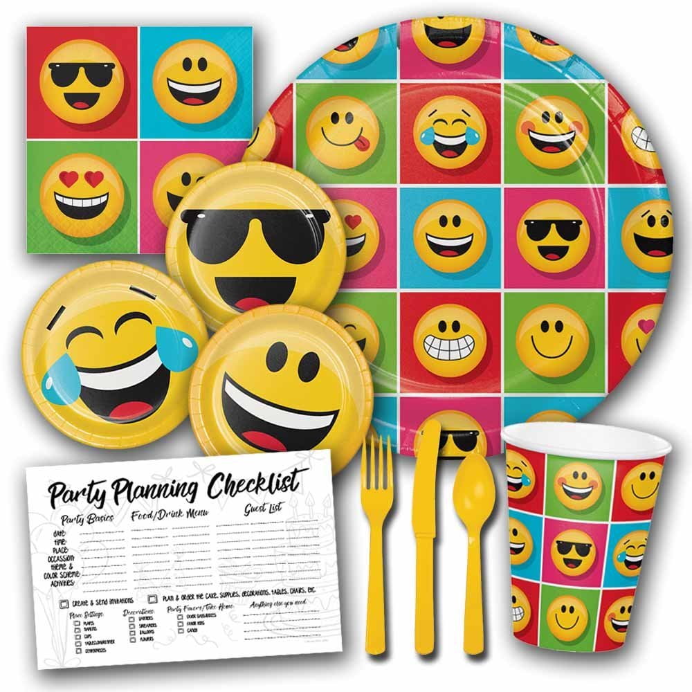 Emoji Smiley Face Theme Birthday Party Supplies Set Serves 8 Guests