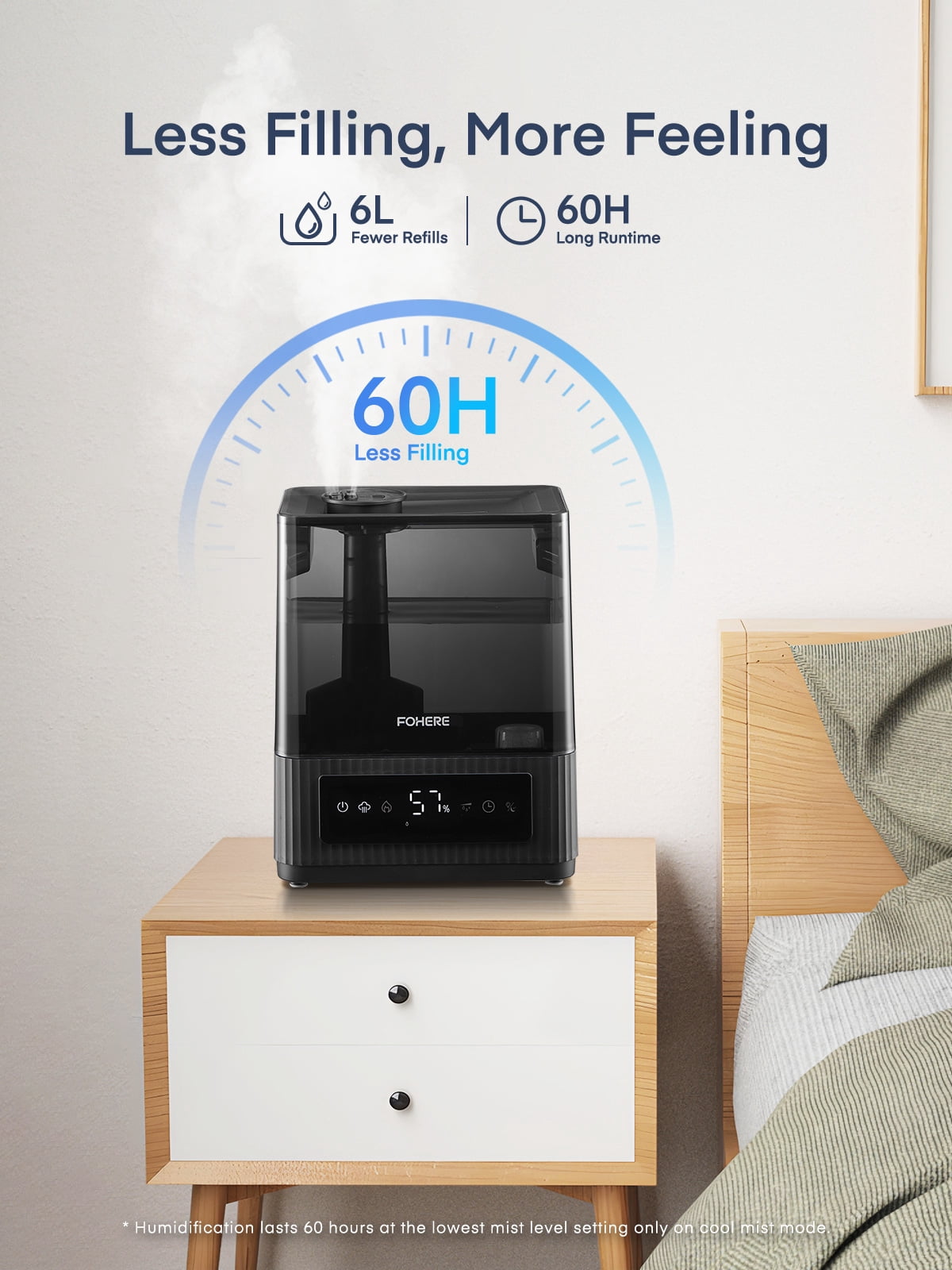 6L Warm Cool Mist Humidifier for Home, Top Fill Ultrasonic Quiet Humidifiers for Plants Baby Kids, Oil Diffuser, Sleep Mode, 12H Timer, Night Light