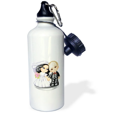 

3dRose Cute Wedding Bride and Groom Sports Water Bottle 21oz