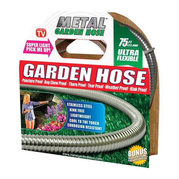 Harvest Direct 6584940 0 625 X 75 Ft Metal As Seen On Tv Stainless Steel Garden Hose 44 Silver Walmart Com Walmart Com